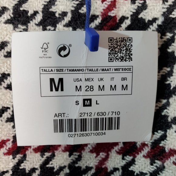 Zara Red White and Cream Houndstooth Camisole Tank Top M - Picture 5 of 8